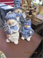 3 Snowmen Candleholders