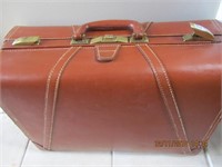 Vtg. Genuine Cowhide Smooth Leather Suitcase
