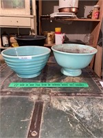 McCoy planter and unmarked blue bowl