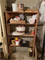 Wooden shelf with contents