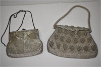 Two Vintage Silver Beaded Evening Bags