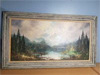 Large Vintage signed Painting "Senic Mountain"