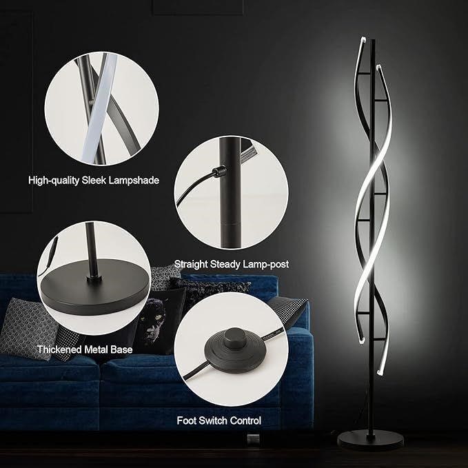 Spiral LED Floor Lamp 60 In with Remote Control