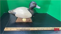 Blue Bill Duck on Wooden Stand