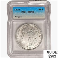 1921 Morgan Silver Dollar ICG MS65