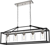 Contemporary Farmhouse Chandelier Black 5 Light