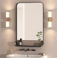 Black Metal Framed Bathroom Mirror for Wall 36X24