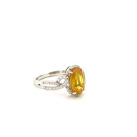 14K White Gold Yellow Sapphire and Diamonds