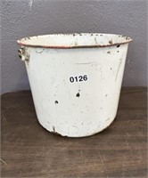 ENAMEL BUCKET WITH DOG SUPPLES