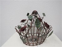 ANTIQUED COPPERMETAL BASKET WITH ROSES