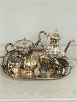 7 pc silver plated tea service w/ tray