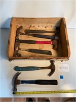 Lot of Hammers & Vintage Table Grapes Wooden Crate