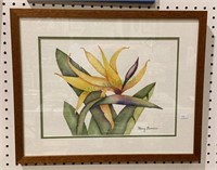 Amazing watercolor of a bird in paradise plant by