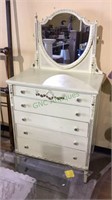 Antique five drawer dresser with attached