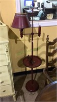 Vintage red tole floor lamp with gold accents