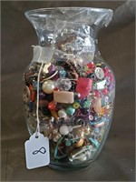 8" Flower Vase With Costume Jewelry