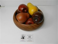 Wooden Bowl w/ Wooden Fruit Decorative Set