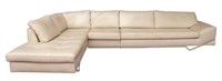 Roche Bobois Beige Leather Sectional Sofa