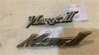 (2) Vintage Mark II Car Badge Emblem (One Broken)