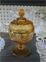 Amber cover candy dish, clear bowl, s & p sets &