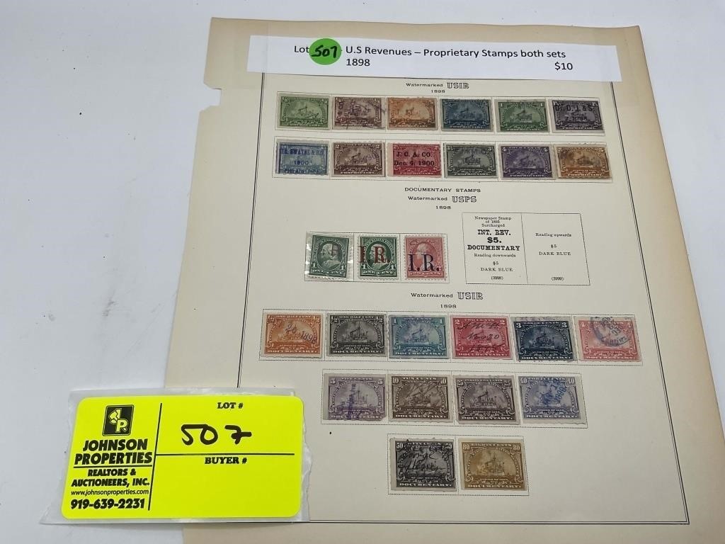US REVENUES PROPRIETARY STAMPS BOTH SETS 1898