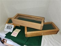 Nice wooden,glass top, felt lined display cases w/