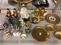 22K Gold Overlay Dishes, Asian Ceramic Figurines