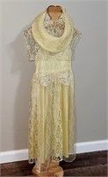 1950's Girls Yellow Lace Dress, Bolero & Sun Visor