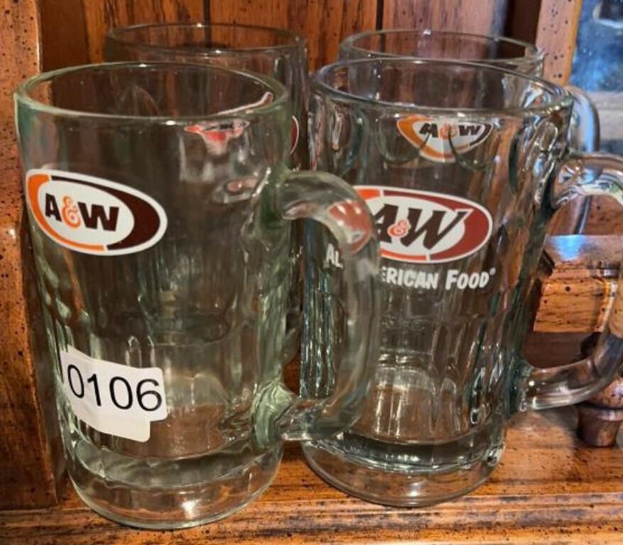 (4) A & W ROOT BEER MUGS