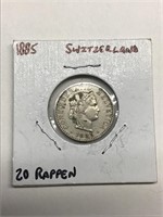 1885 Switzerland 20 Rappen