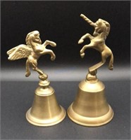 Vintage Brass Pegasus & Unicorn Bells