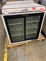 Small 3 shelf cooler with sliding doors