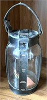 1960's Griffon Savings Bank Jar, Glass w/Leather