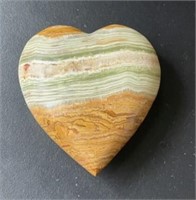 Green Stripe/Orange Onyx Stone Carved Heart