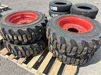 (4) Marcher 10-16.5 Skid Steer Tires 10 Ply W/Rims