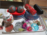 CLOISONNE HEALTH BALLS, PORCELAIN EGG BOX,JEWELRY