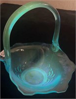 Blue Indiana Uranium Glass 11" Basket