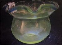 Early Victorian Blue Rimmed Uranium Glass Bowl