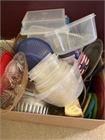 Box of rubbermaid and miscellaneous