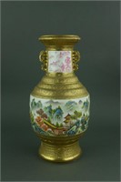 Qing Period Rare Gilt Famille Rose Porcelain Vase