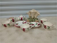 12 PC dishes, McCoy vase, chipped