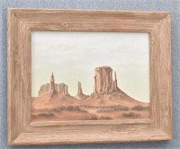 Framed Western Desert Canvas Landscape Painting