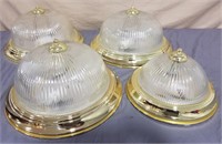 Polished Brass Dome Ceiling Light Fixtures (4)