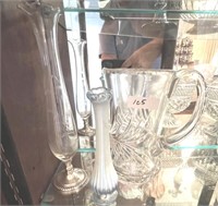 GLASS PITCHER AND TWO VASES
