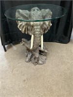 Glass Top Elephant Base Table