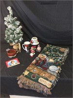 Christmas Lot. Boyd’s Bear Afghan, Tree, Cups