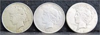 1922-P, D AND S PEACE SILVER DOLLARS