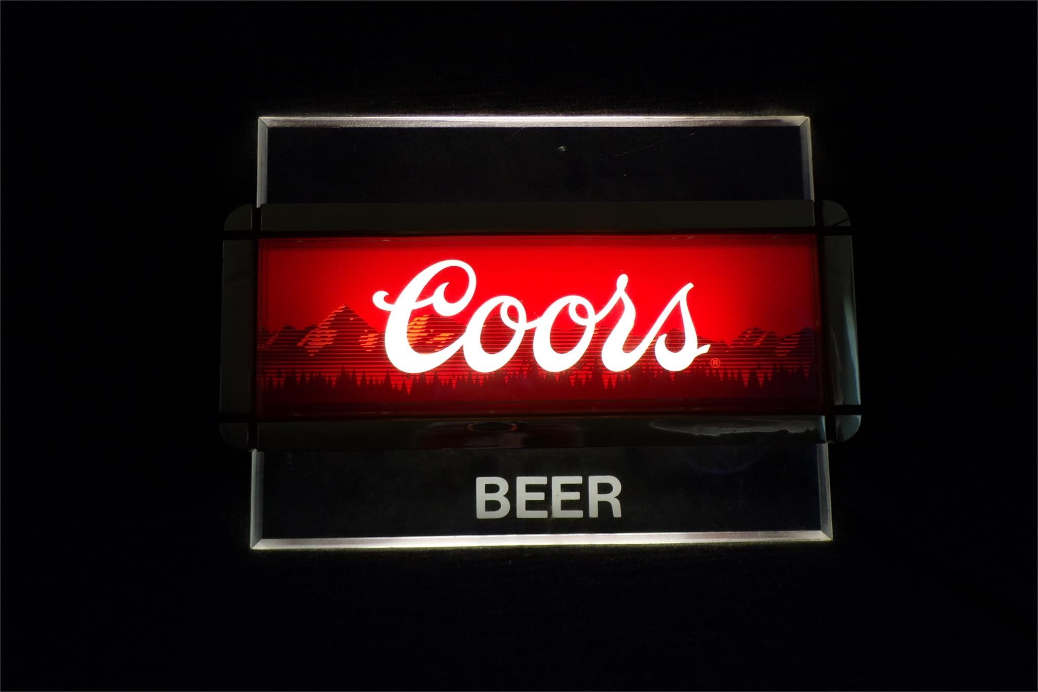 Vintage Coors Edge Lit Flourescent Sign - Works
