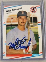 1988 Fleer Mike Greenwell Signed Baseball Card