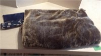 Fox fur throw, two pencil bags